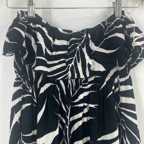 TYBEE ISLAND CLOTHING COMPANY black & white palm tree print strapless maxi dress - Picture 7 of 11